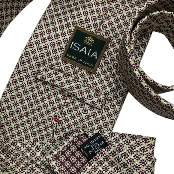 ISAIA UNTIPPED RARE Beige Floral Silk LUXURY Tie HANDMADE ITALY - Picture 4 of 6
